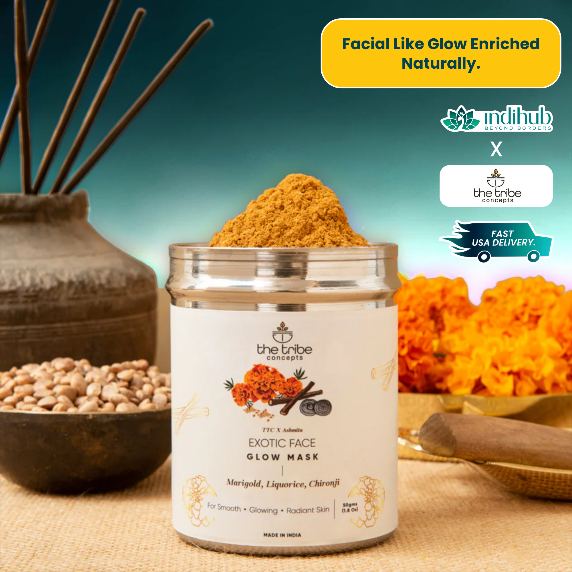Exotic Face Glow Mask – Herbal Face Mask with Marigold & Red Sandalwood for Radiant-Looking Skin