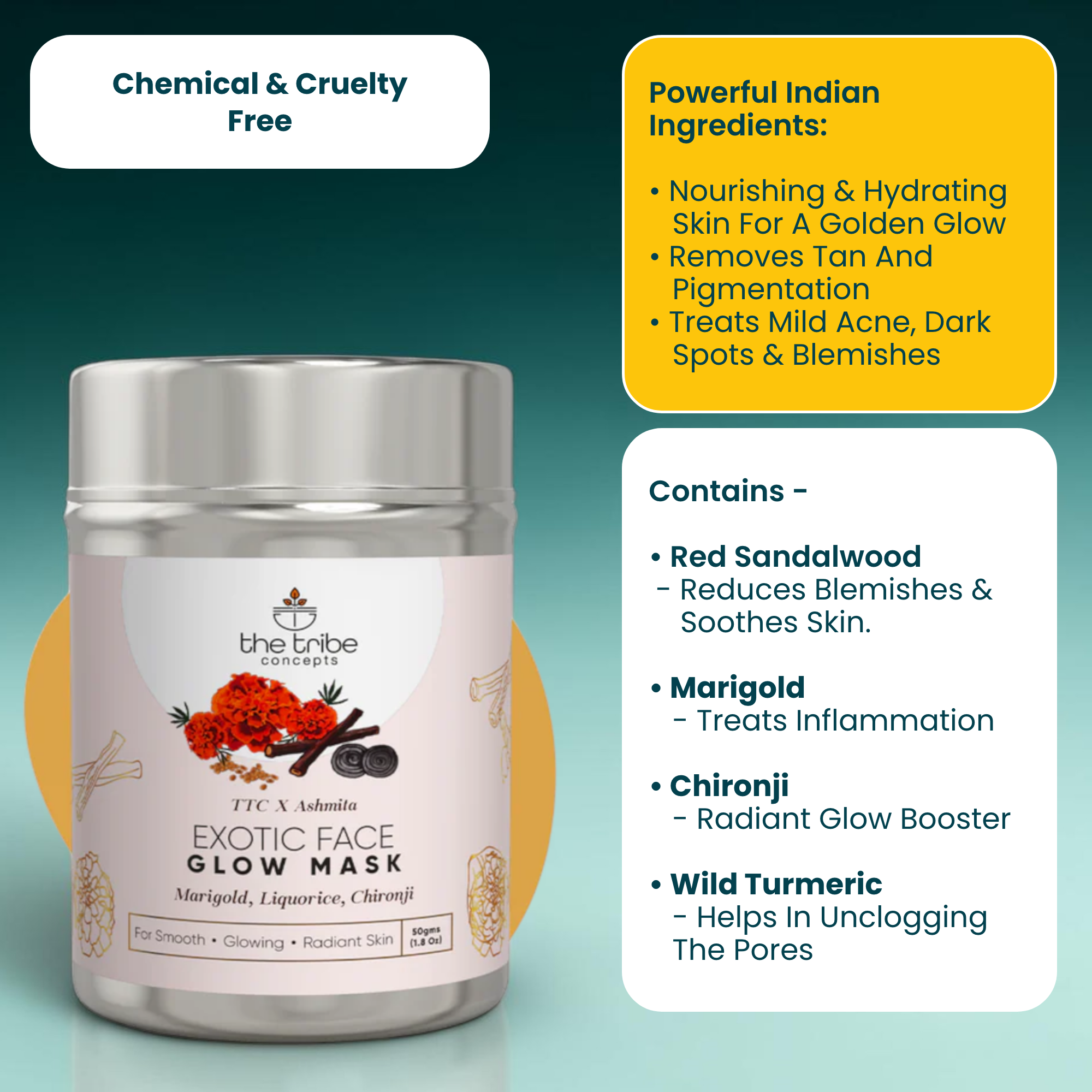 Exotic Face Glow Mask – Herbal Face Mask with Marigold & Red Sandalwood for Radiant-Looking Skin
