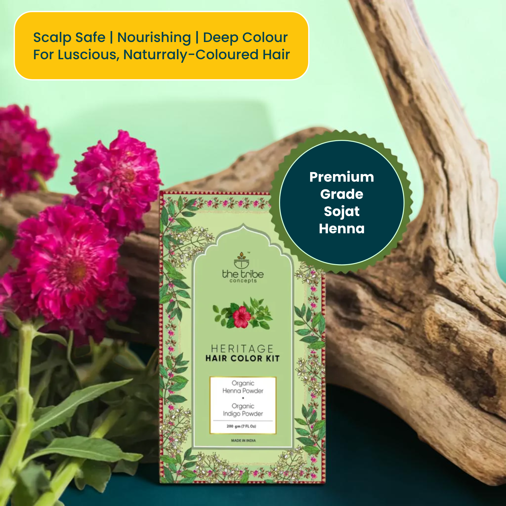 Hair Colour Kit – Plant-Based Herbal Hair Dye with Henna & Indigo